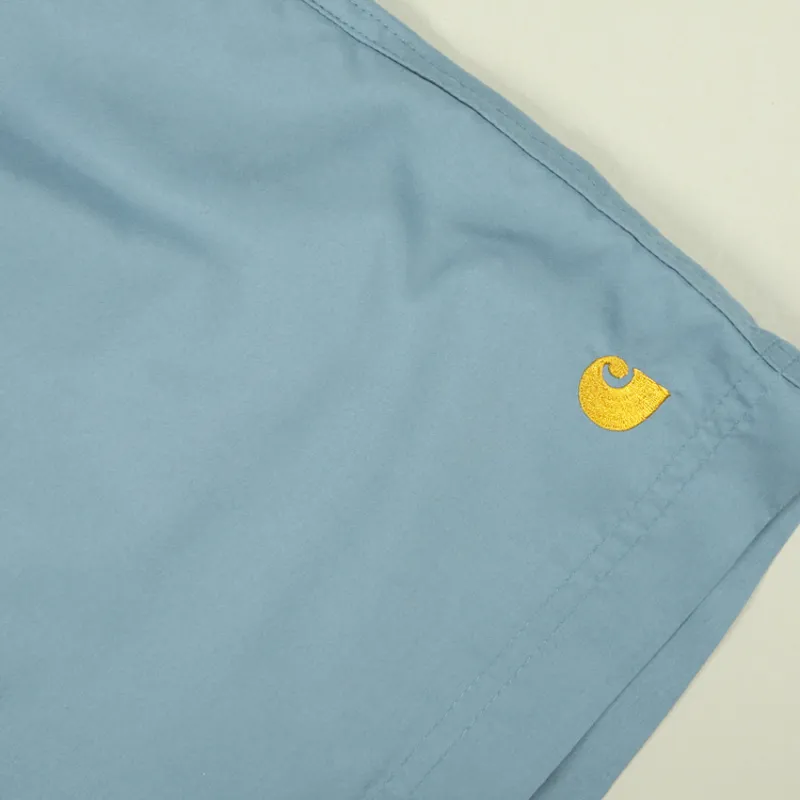 Carhartt WIP Chase Swim Trunks - Icy Water/Gold-2